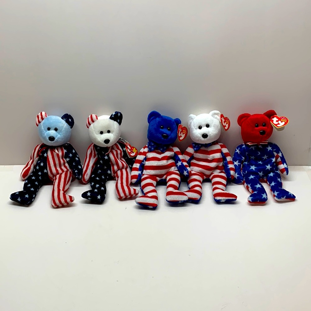 Ty Beanie Babies USA Patriotic America Spangle Liberty lot 5